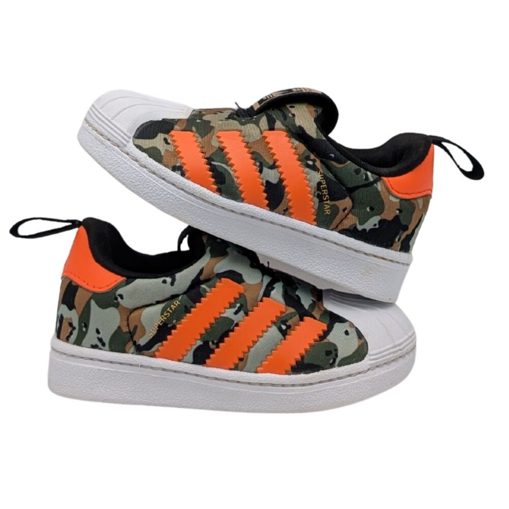 Adidas Camo Orange Superstar 360 Infant Slip On Size Baby 4 - Picture 4 of 7